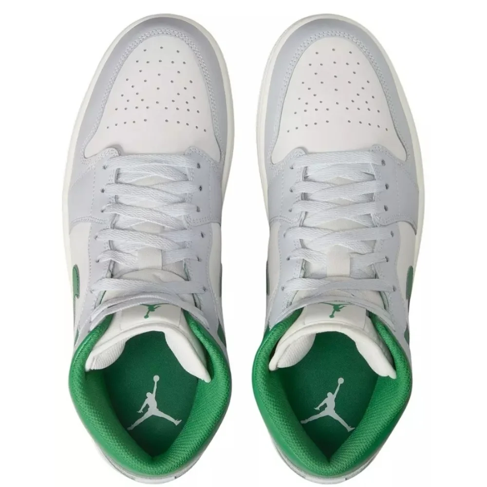 NIB Air Jordan 1 Retro Mid Sneakers Size 11.5 Summit White, Pine Green
